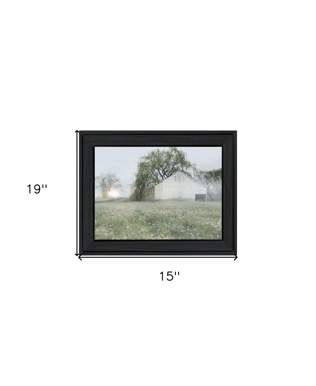 Green Country Morning Black Framed Print Wall Art