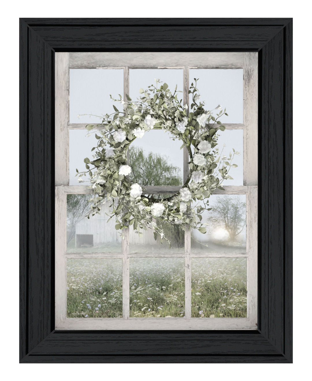 Spring Farm View Black Framed Print Wall Art