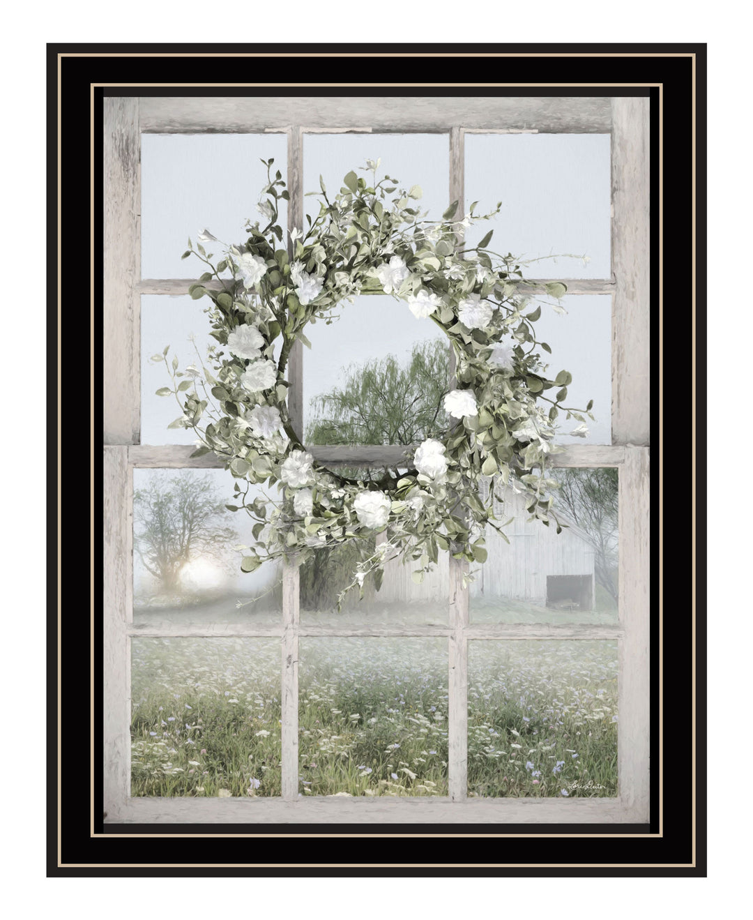 Spring Farm View Black Framed Print Wall Art