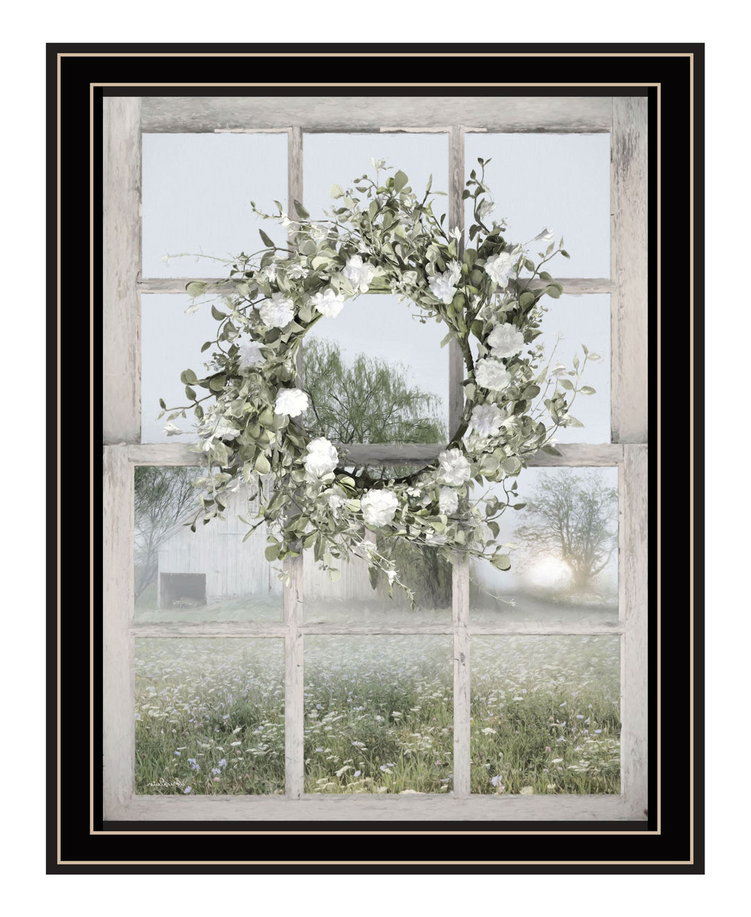 Spring Farm View Black Framed Print Wall Art