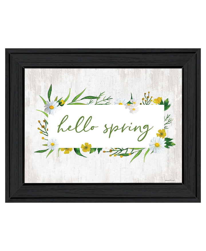 Hello Spring Black Framed Print Wall Art