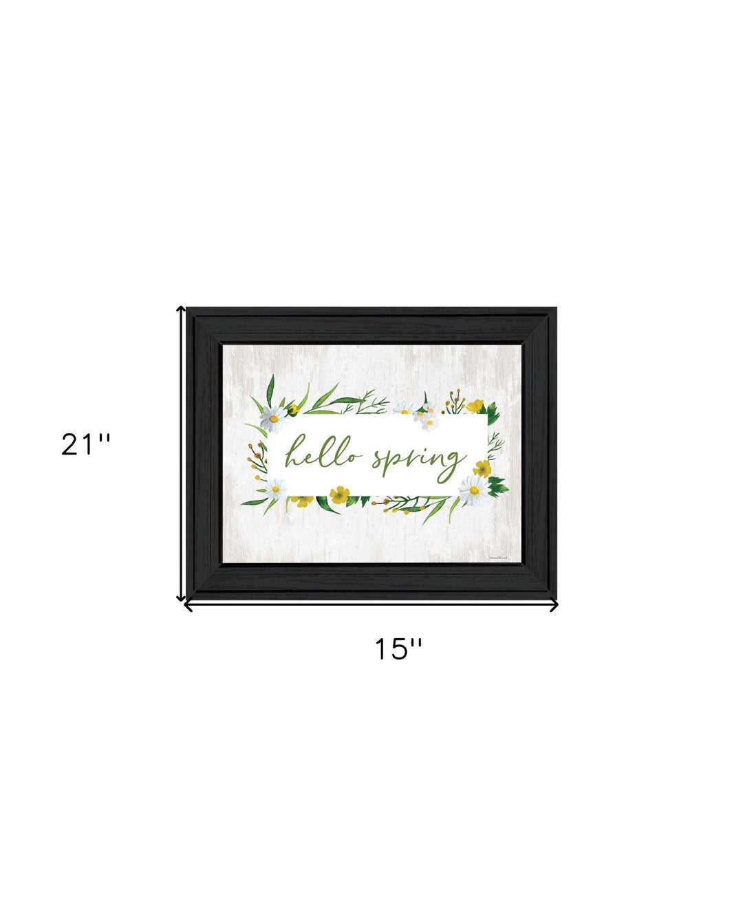 Hello Spring Black Framed Print Wall Art