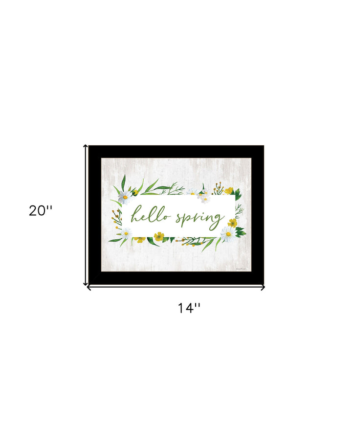 Hello Spring Black Framed Print Wall Art