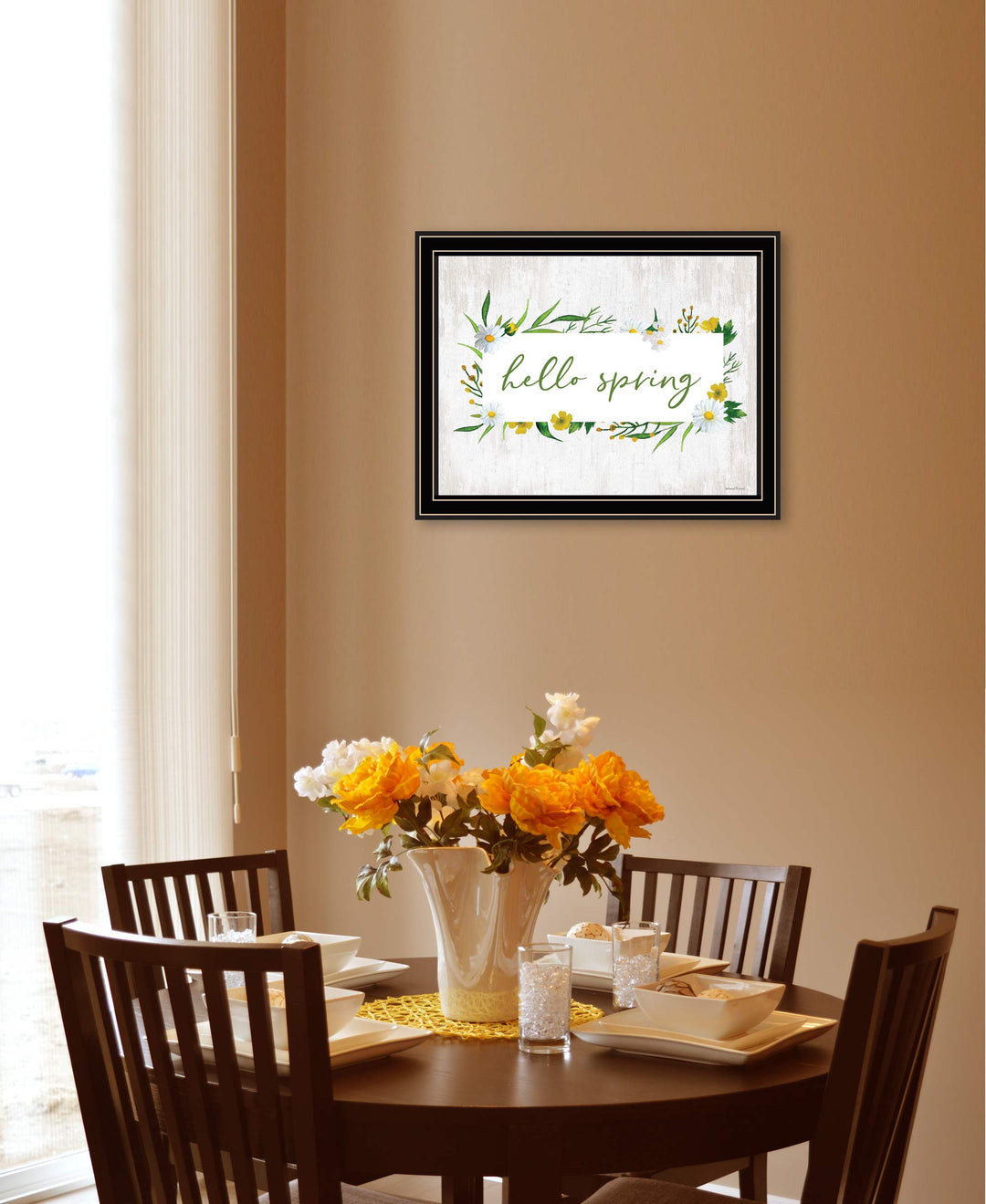 Hello Spring Black Framed Print Wall Art