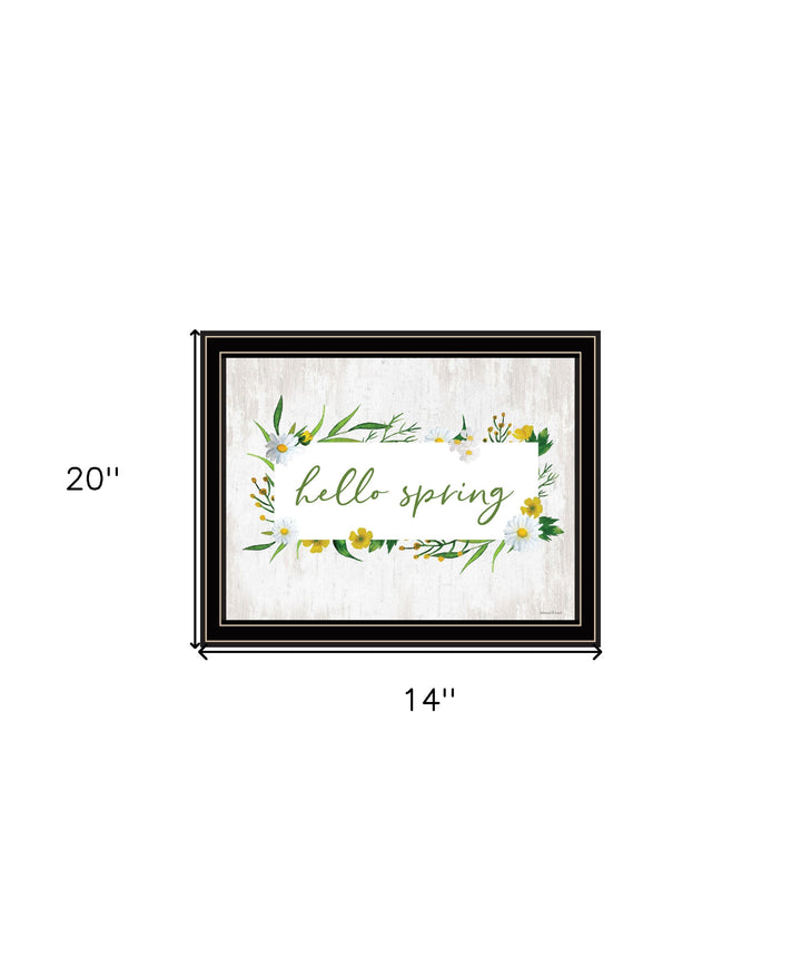 Hello Spring Black Framed Print Wall Art