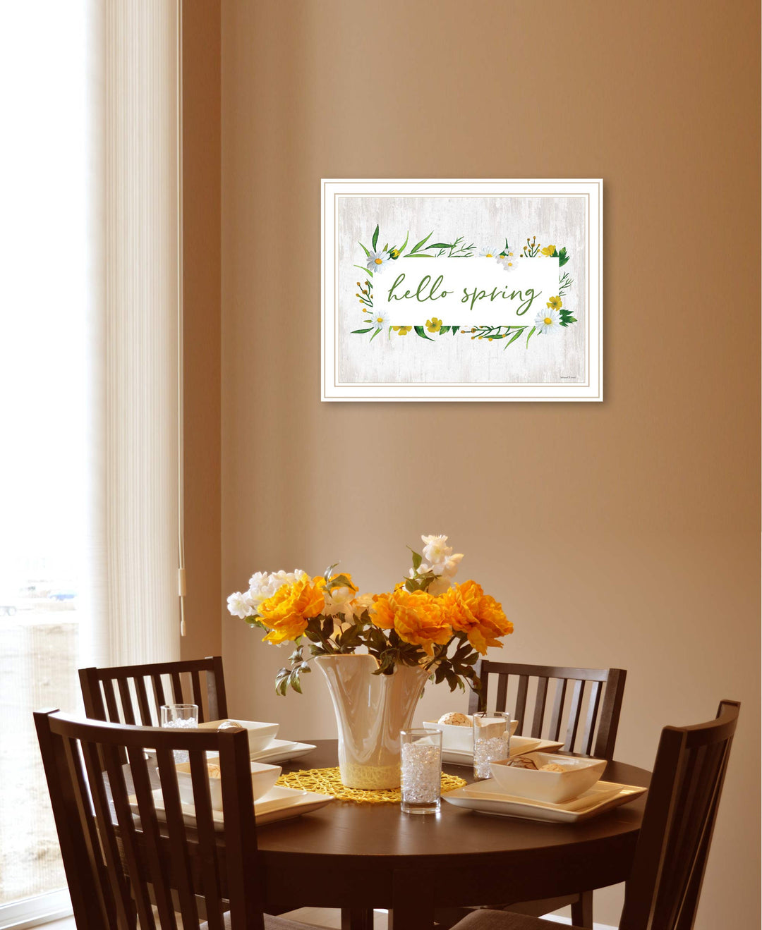 Hello Spring Black Framed Print Wall Art