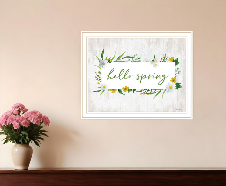 Hello Spring Black Framed Print Wall Art