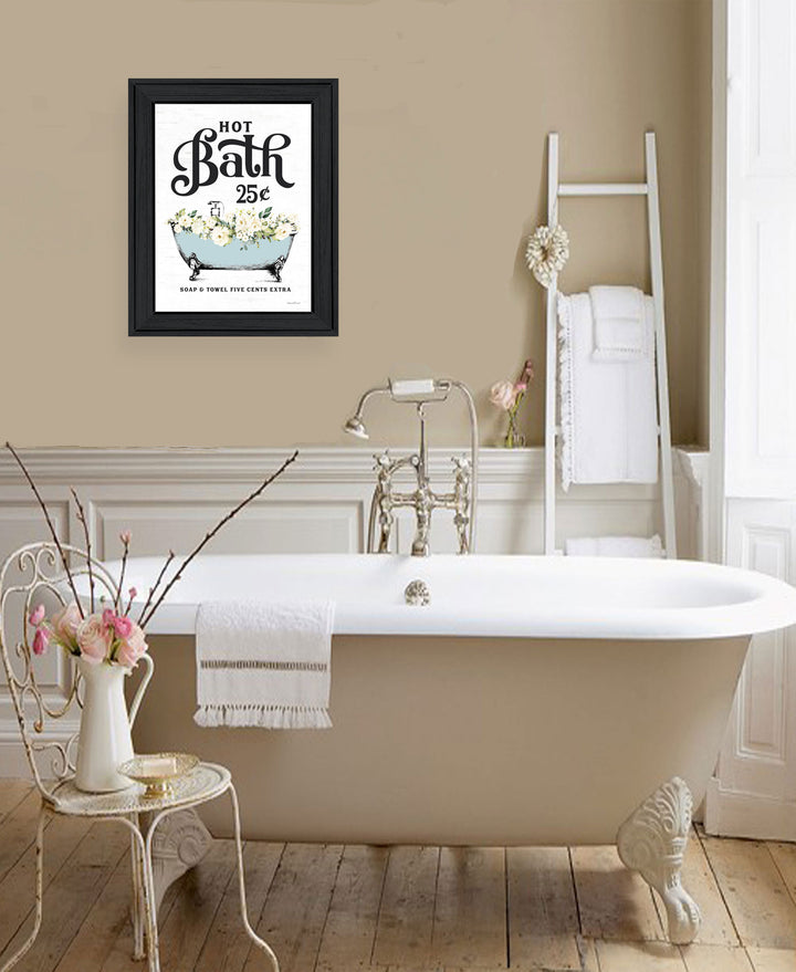 Hot Bath Black Framed Print Bathroom Wall Art