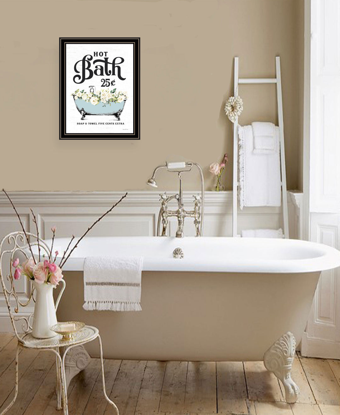 Hot Bath Black Framed Print Bathroom Wall Art