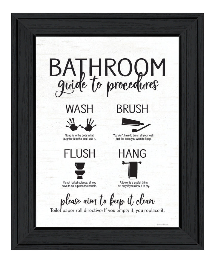 Bathroom Guide Black Framed Print Bathroom Wall Art