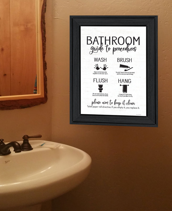 Bathroom Guide Black Framed Print Bathroom Wall Art