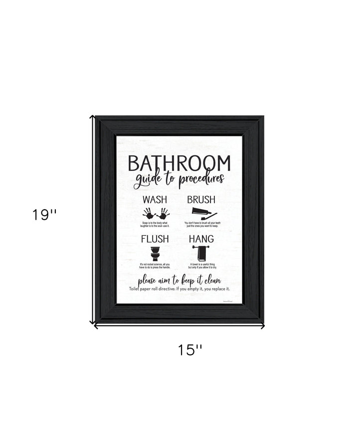 Bathroom Guide Black Framed Print Bathroom Wall Art