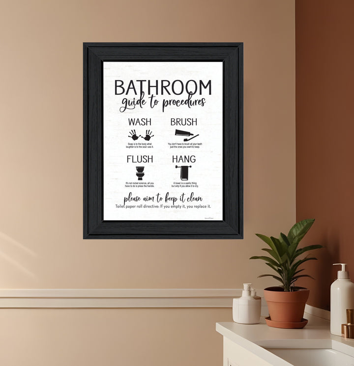 Bathroom Guide Black Framed Print Bathroom Wall Art