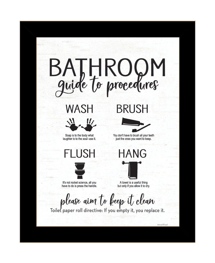 Bathroom Guide Black Framed Print Bathroom Wall Art