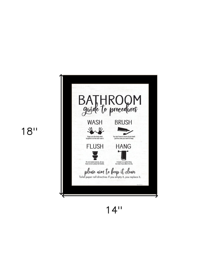 Bathroom Guide Black Framed Print Bathroom Wall Art