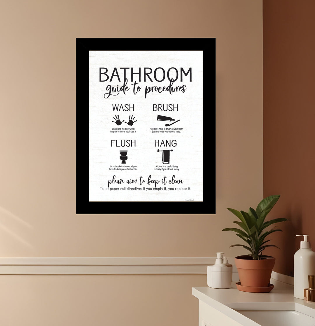 Bathroom Guide Black Framed Print Bathroom Wall Art