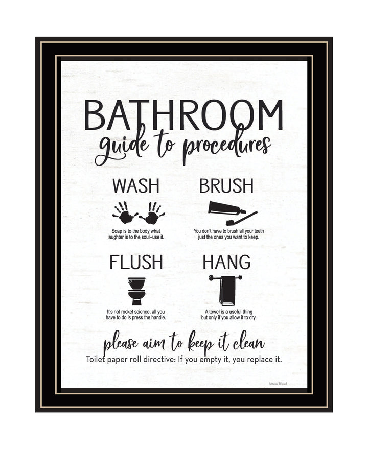 Bathroom Guide Black Framed Print Bathroom Wall Art