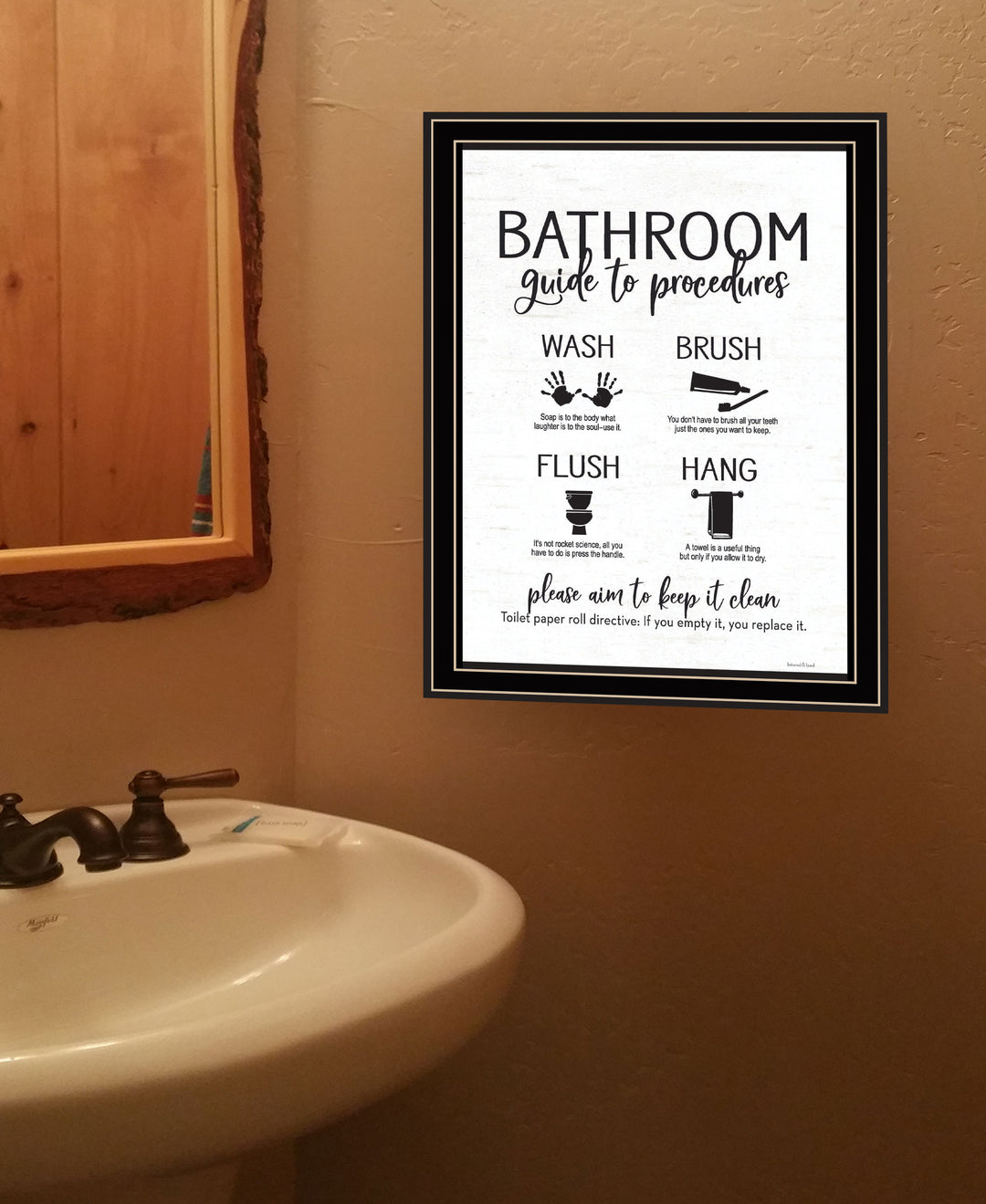 Bathroom Guide Black Framed Print Bathroom Wall Art