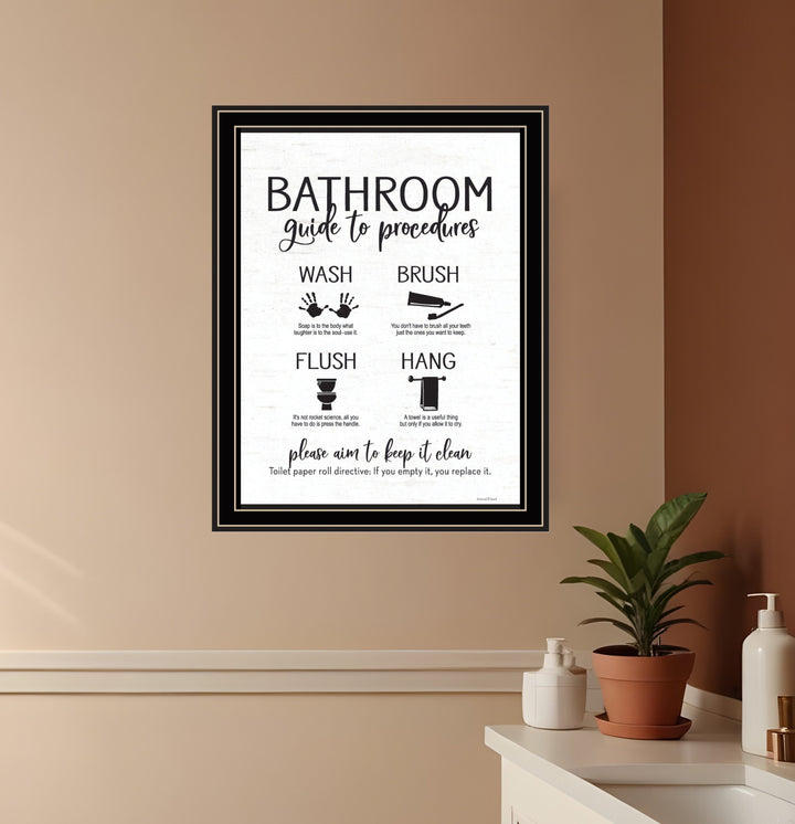 Bathroom Guide Black Framed Print Bathroom Wall Art