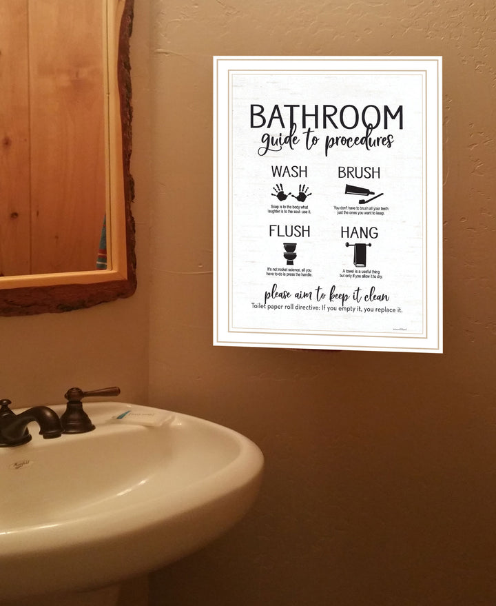 Bathroom Guide Black Framed Print Bathroom Wall Art