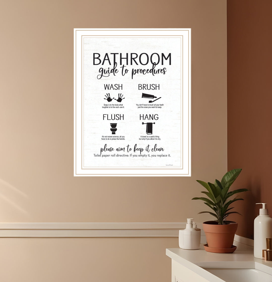 Bathroom Guide Black Framed Print Bathroom Wall Art