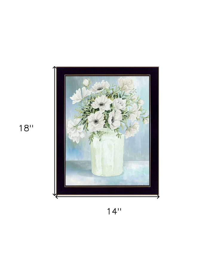 White Blooms Black Grooved Framed Print Wall Art