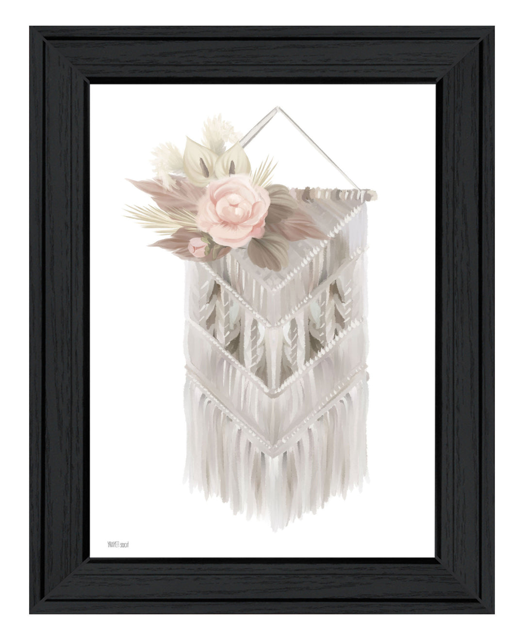 BOHEMIAN MACRAME Black Framed Print Wall Art