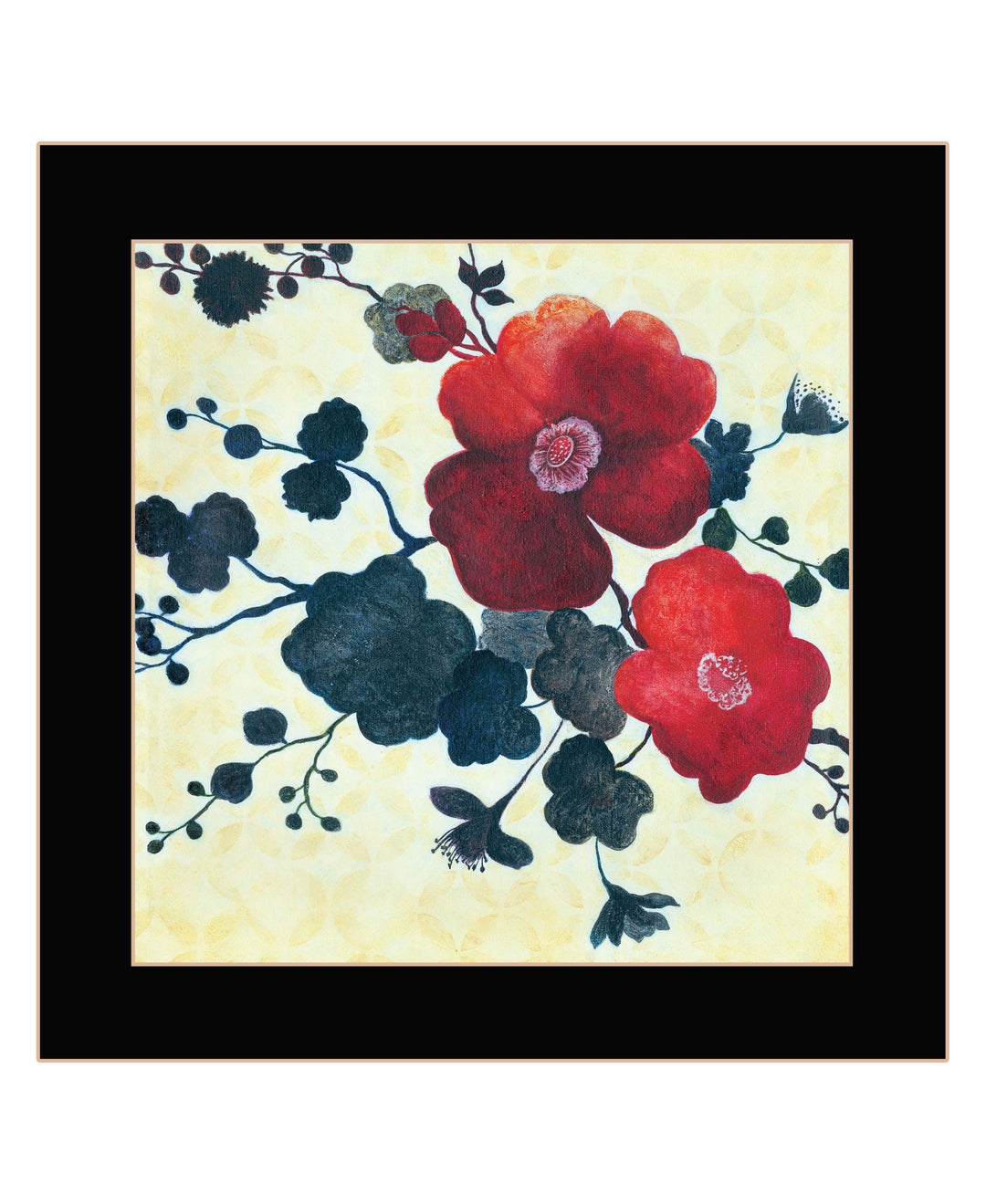 Japanese Blossoms Black Framed Print Wall Art