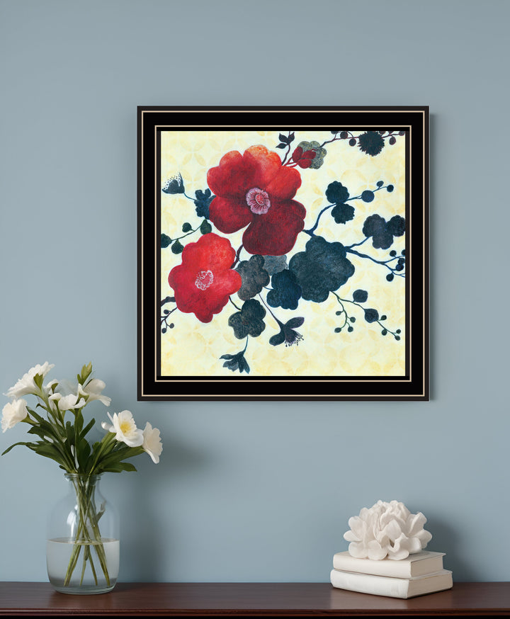 Japanese Blossoms Black Framed Print Wall Art