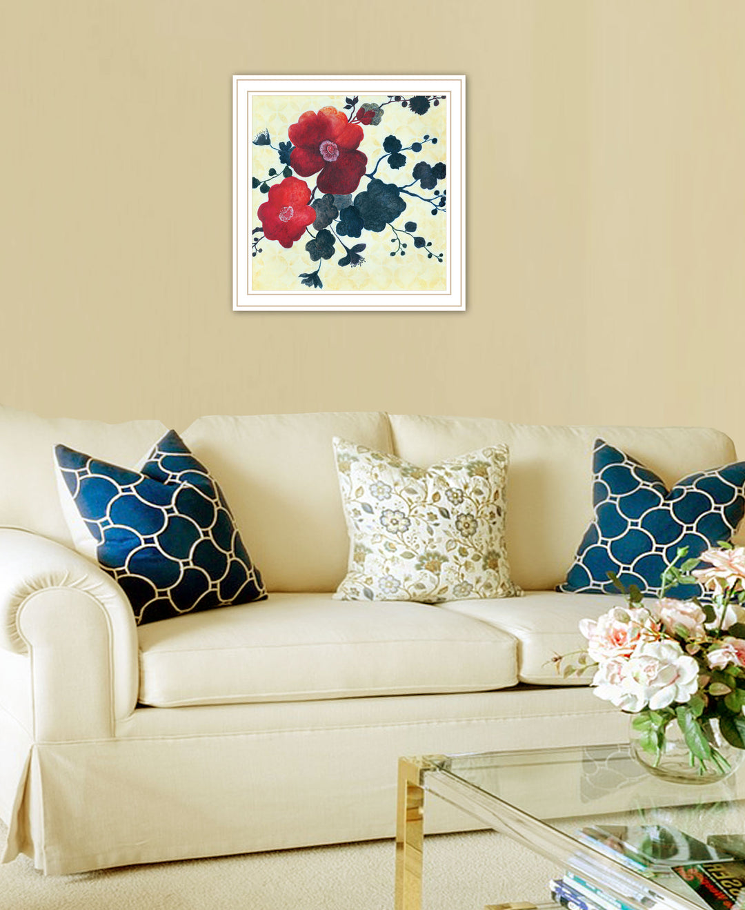 Japanese Blossoms Black Framed Print Wall Art