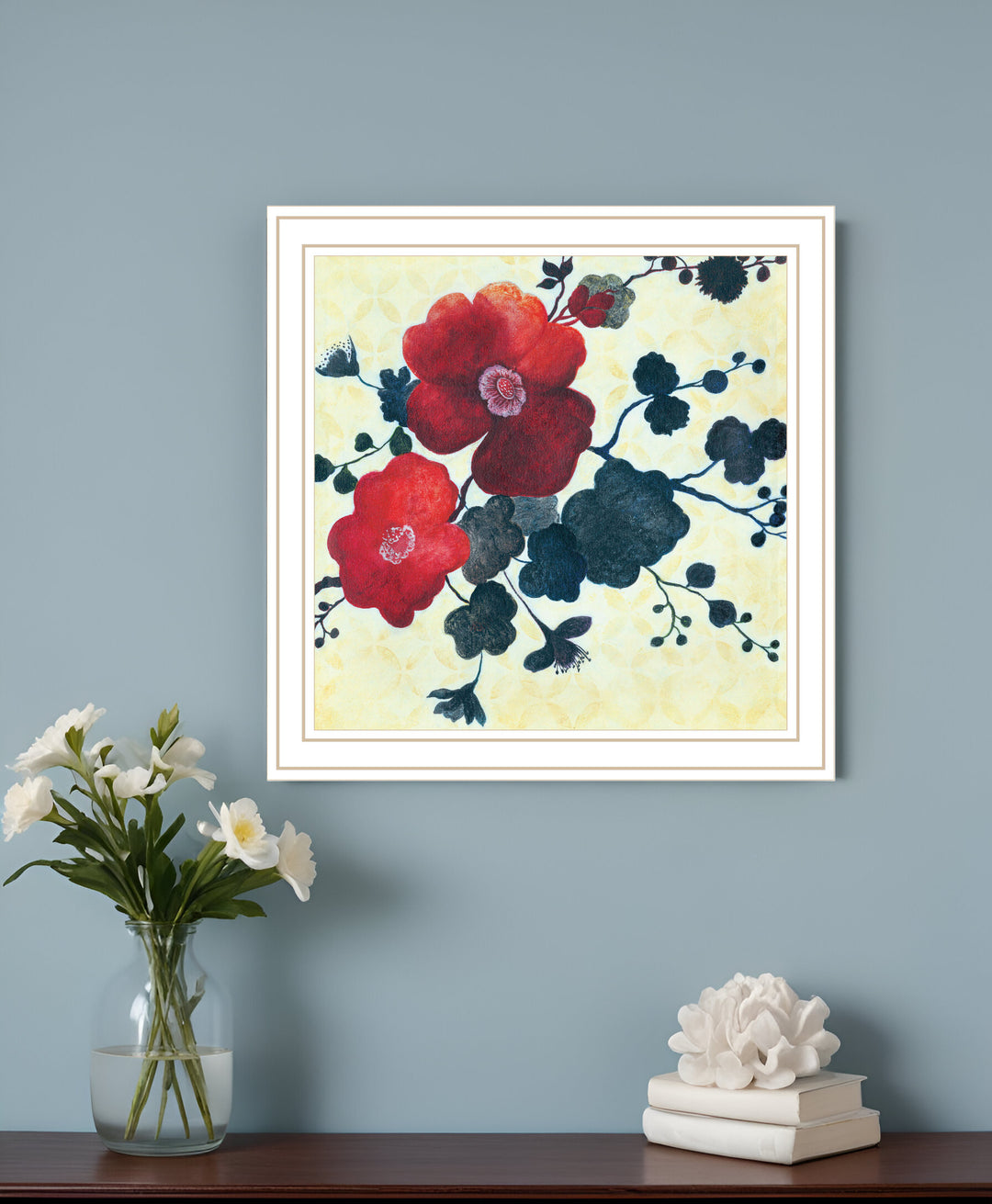 Japanese Blossoms Black Framed Print Wall Art