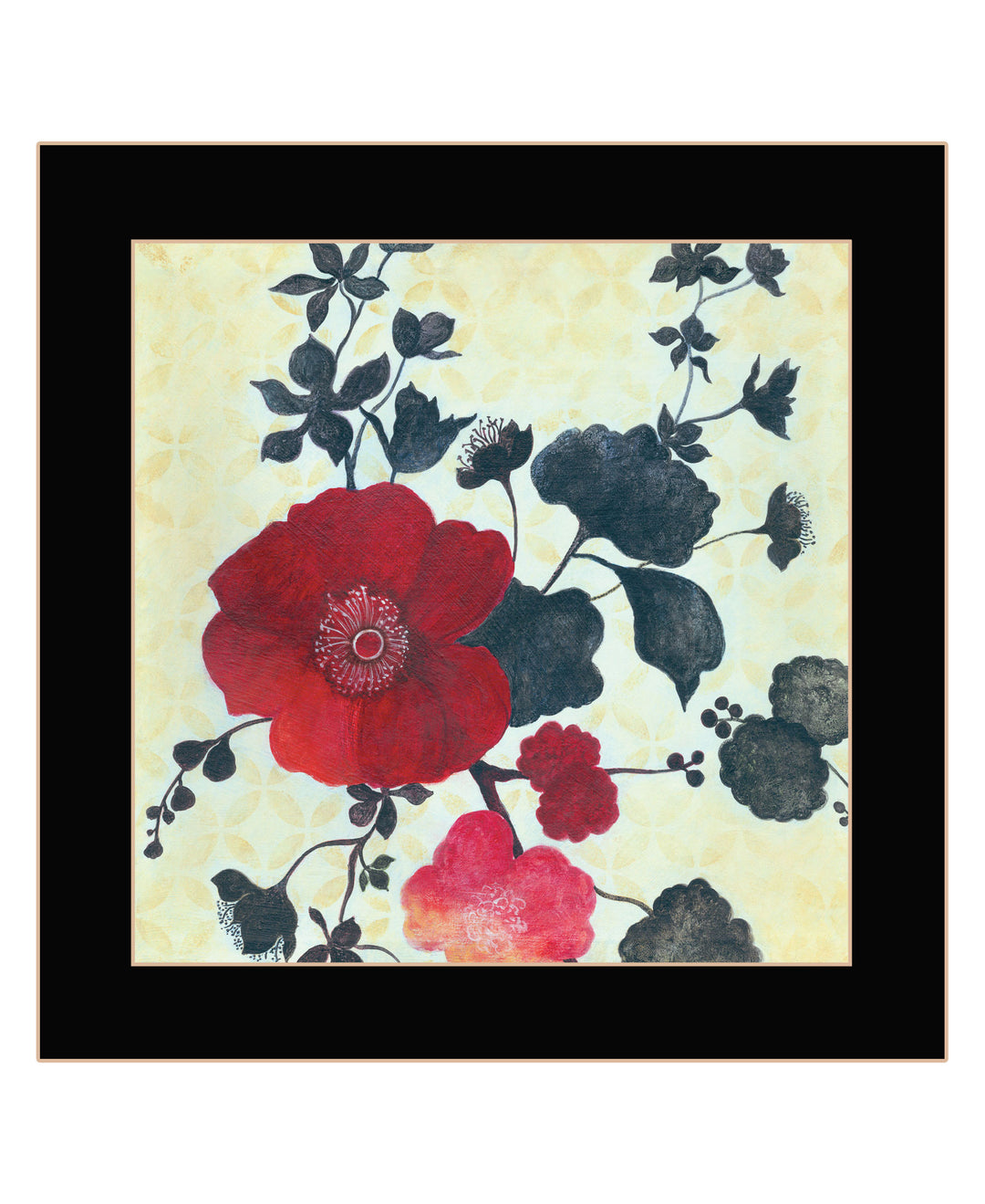 Japanese Blossoms Black Framed Print Wall Art