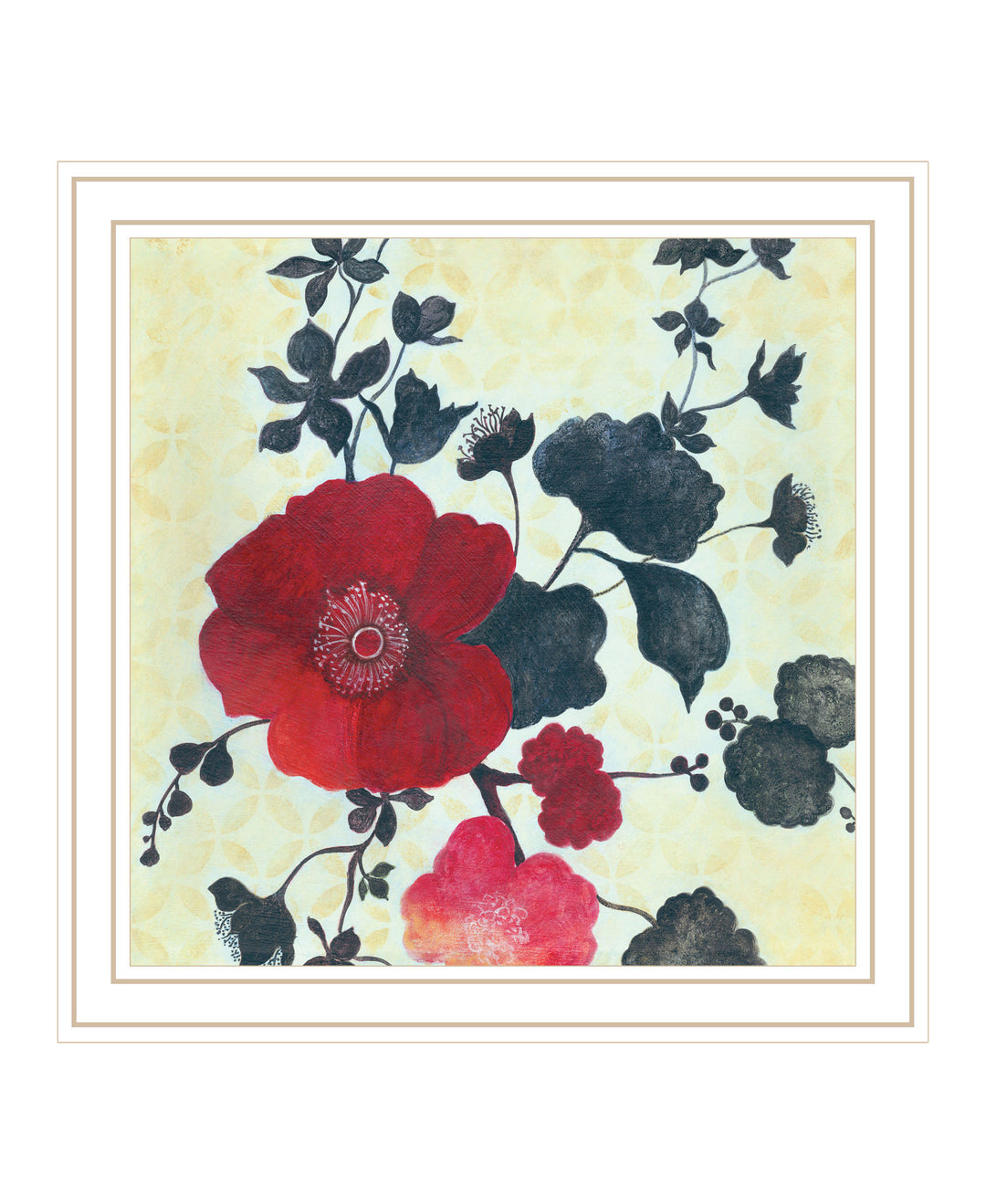 Japanese Blossoms Black Framed Print Wall Art