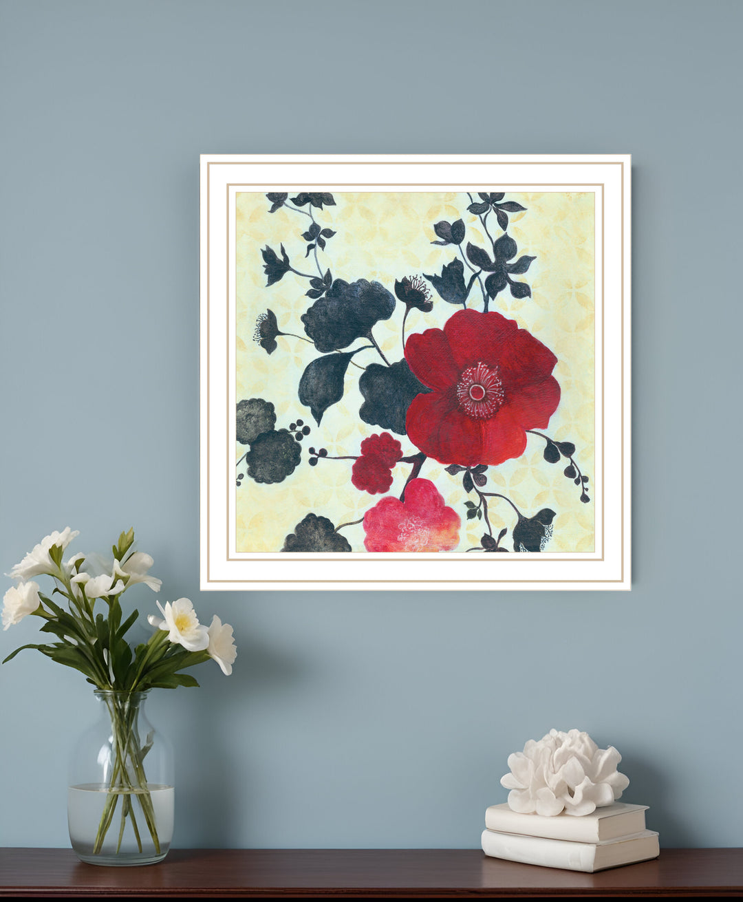 Japanese Blossoms Black Framed Print Wall Art