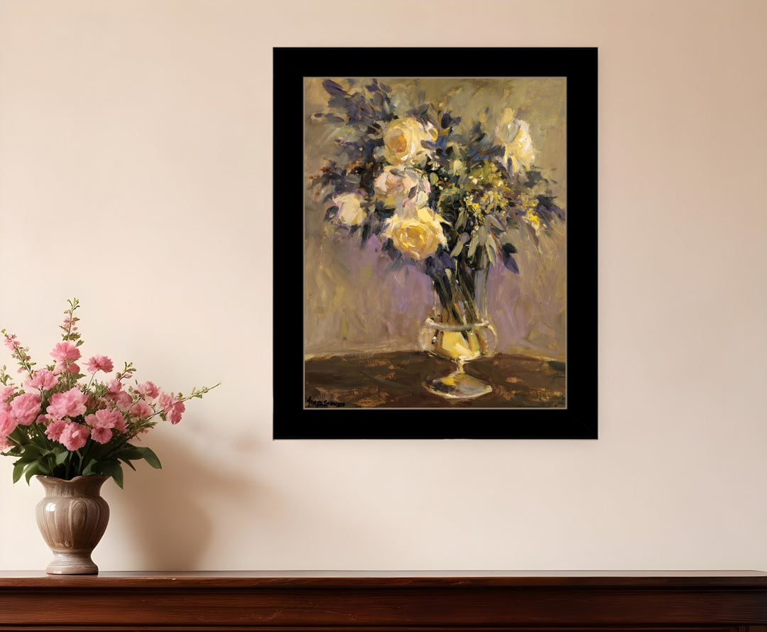 Evening Vase Black Framed Print Wall Art