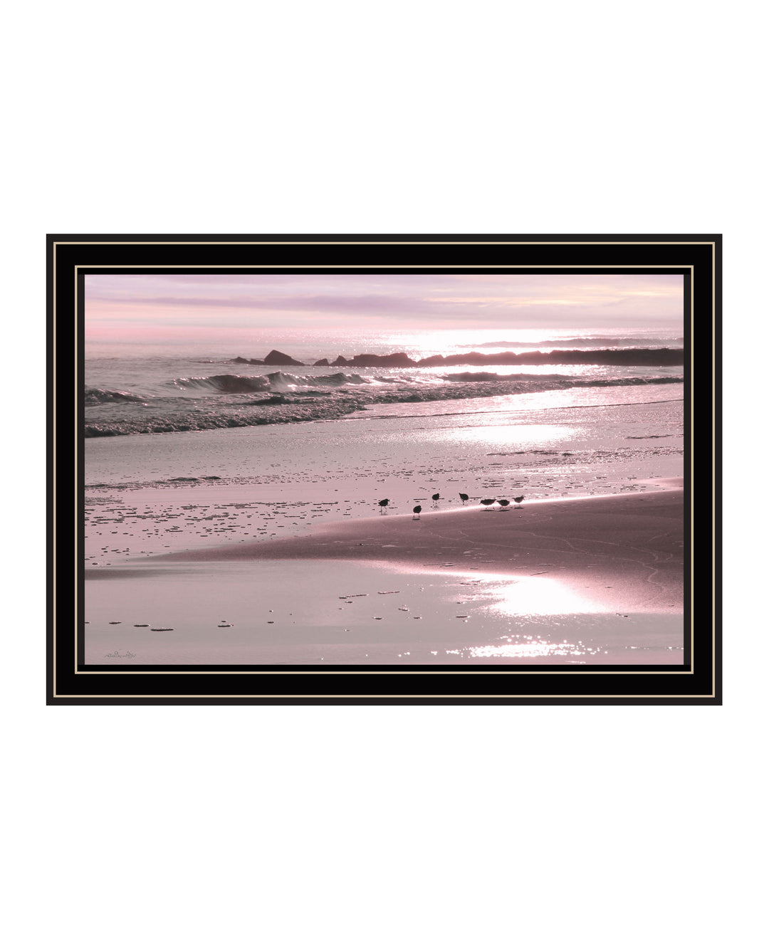 Breakfast On The Beach Black Framed Print Wall Art