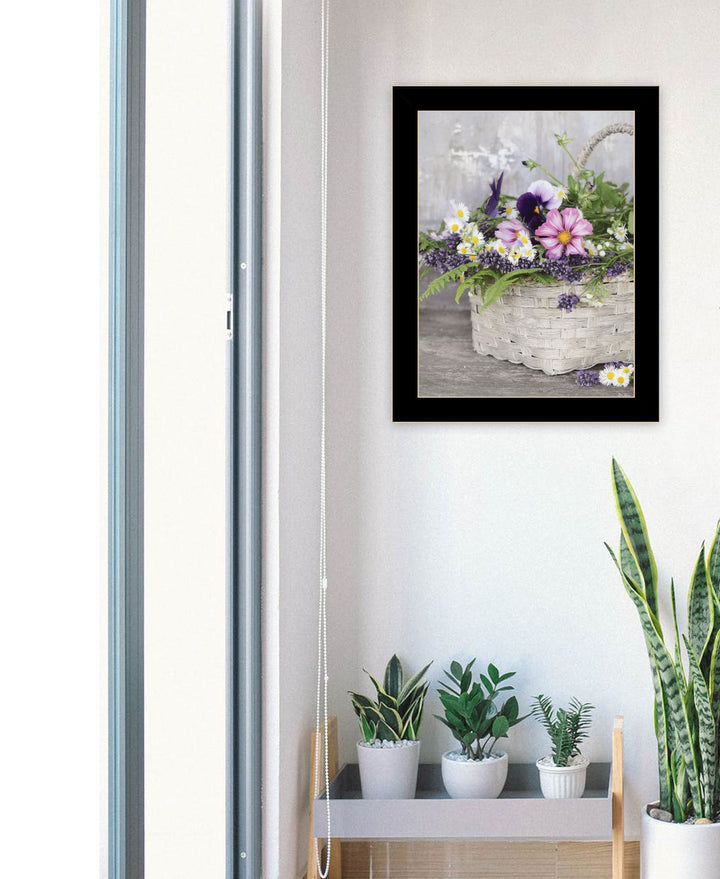 Fresh Garden Basket Black Framed Print Wall Art