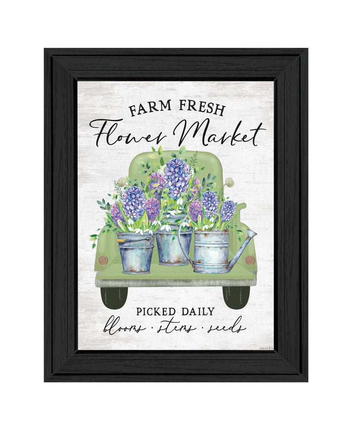 Flower Market Hyacinths Black Framed Print Wall Art