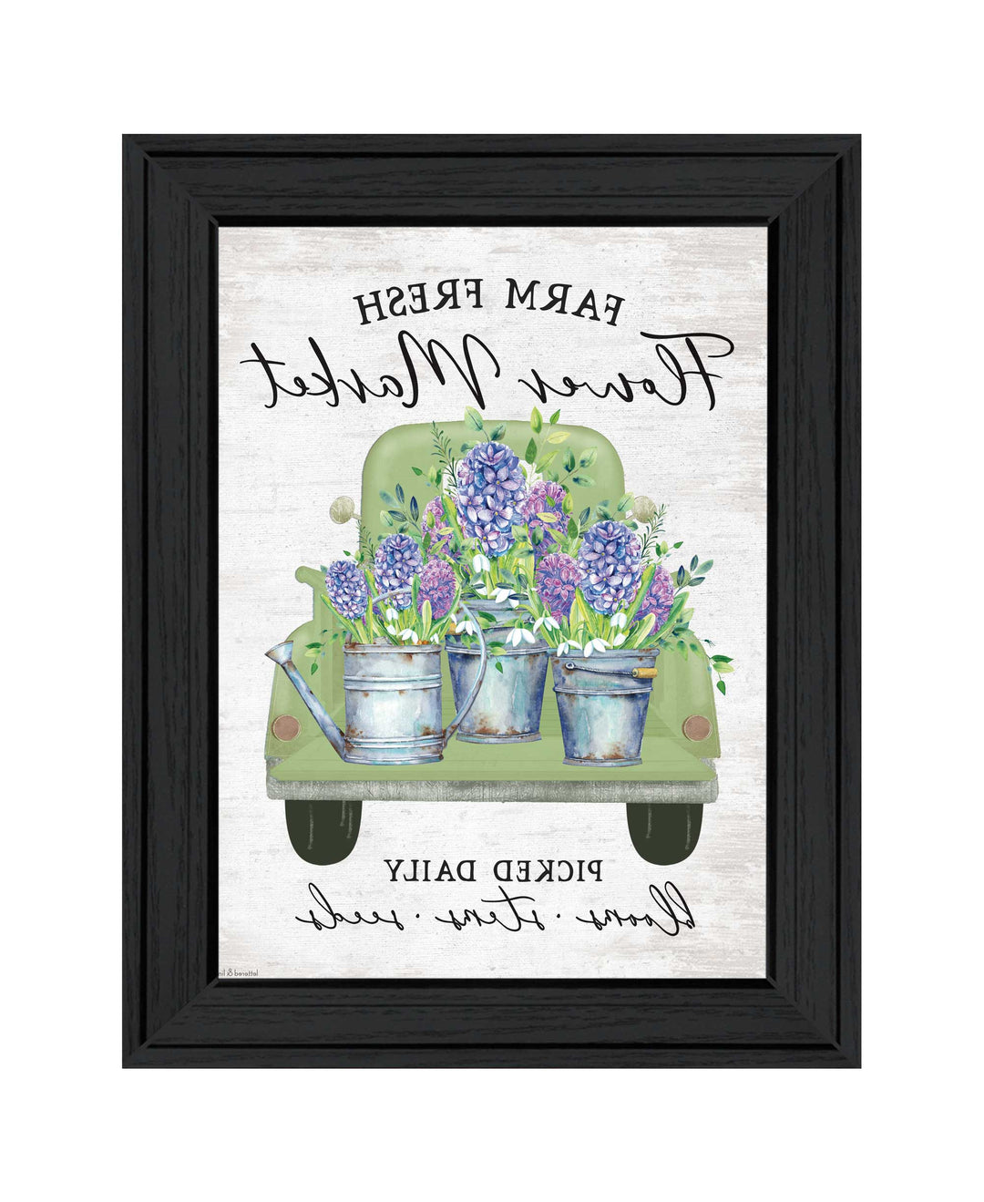 Flower Market Hyacinths Black Framed Print Wall Art