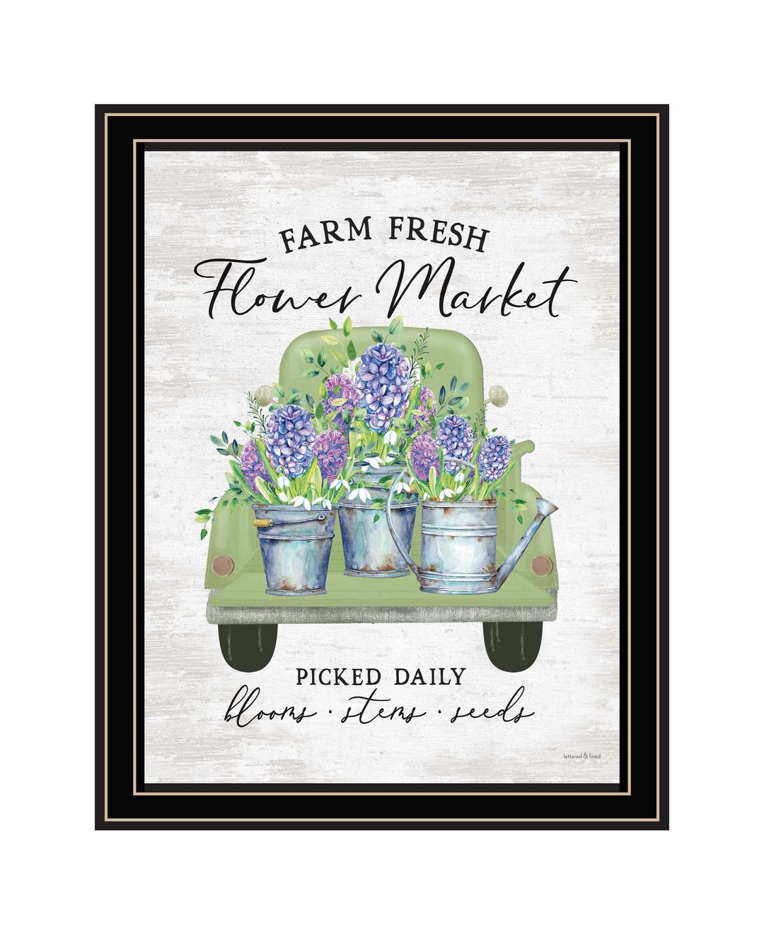 Flower Market Hyacinths Black Framed Print Wall Art