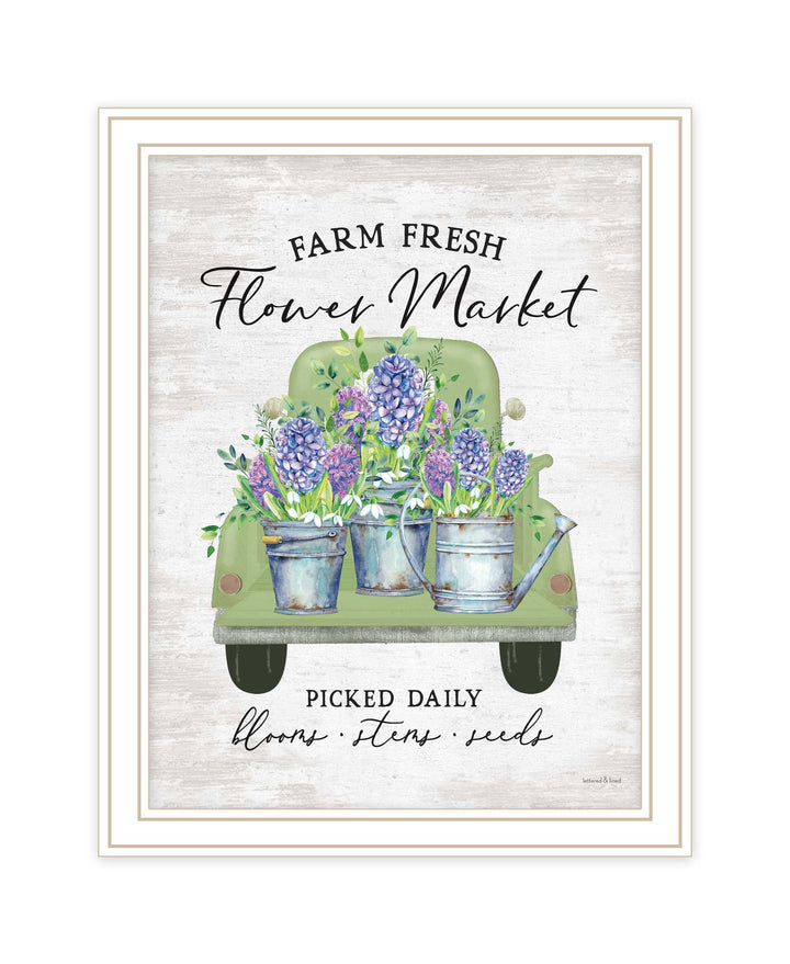 Flower Market Hyacinths Black Framed Print Wall Art