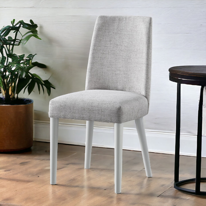 23" Gray Solid Wood And Fabric Upholstered Parsons Chair