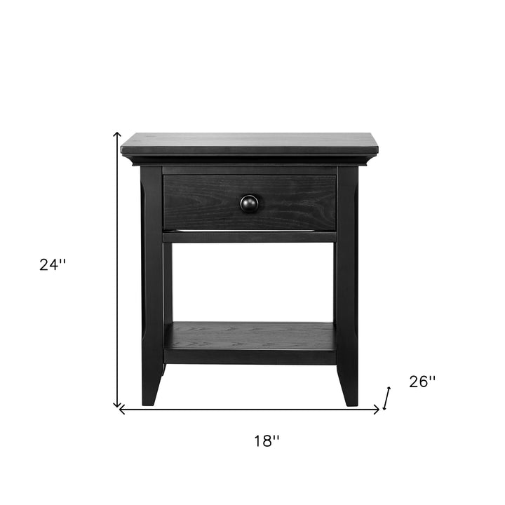 24" Black One Drawer Nightstand