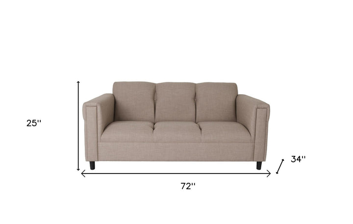 72" Beige Polyester Sofa With Black Legs