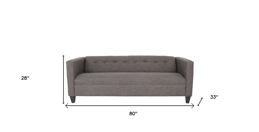 80" Charcoal Polyester Sofa With Black Legs