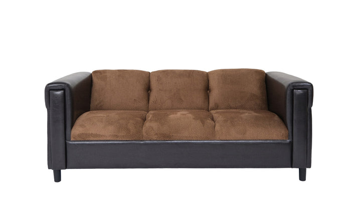 72" Brown Chenille Sofa With Black Legs