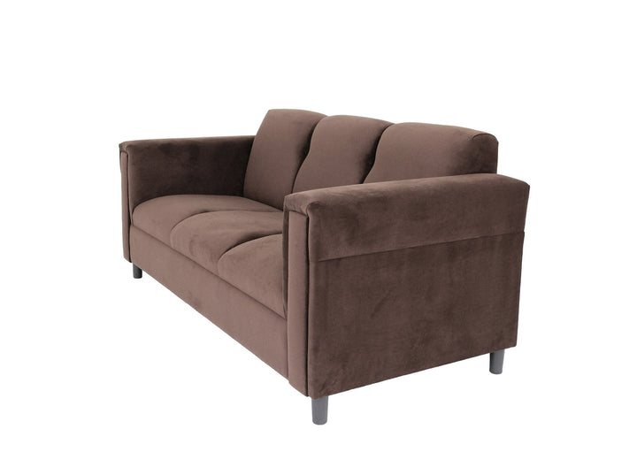 72" Dark Brown Suede Sofa With Black Legs