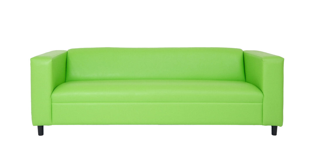 84" Green and White Faux Leather Geometric Sofa With Black Legs