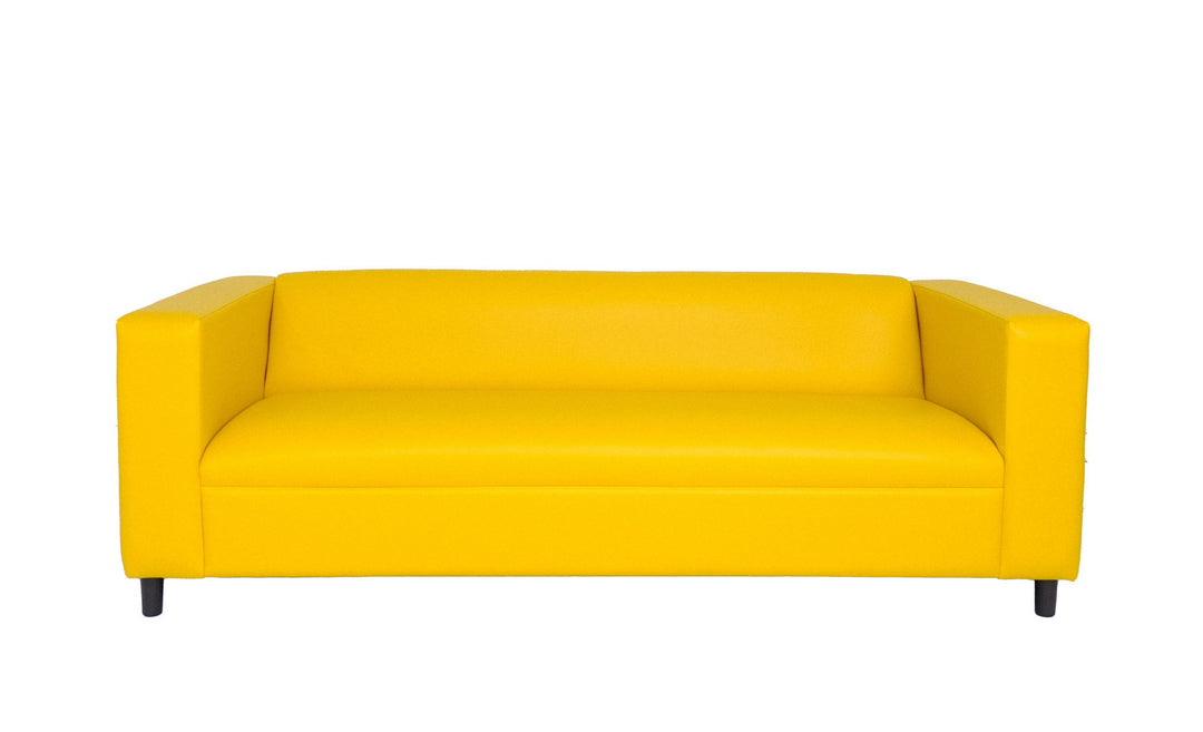 84" Yellow Faux Leather Sofa With Black Legs