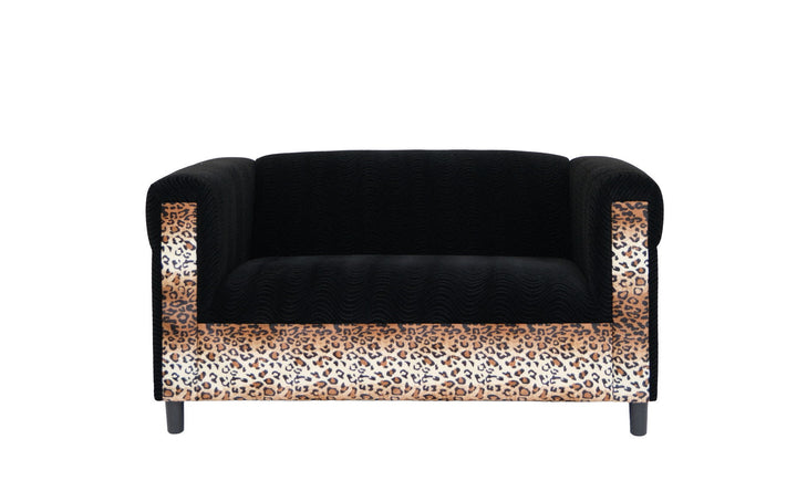 72" Dark Brown And Black Microsuede Loveseat